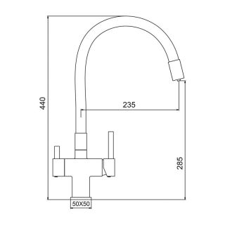 Смеситель для кухни Gappo G4395-36 с подключением фильтра питьевой воды и гибким изливом чёрный